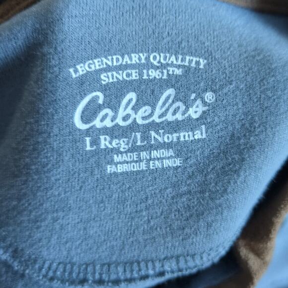 Cabela's Sweater Mens L Blue 1/4 Zip Mock Neck Outdoors Pullover Casual - Picture 5 of 8